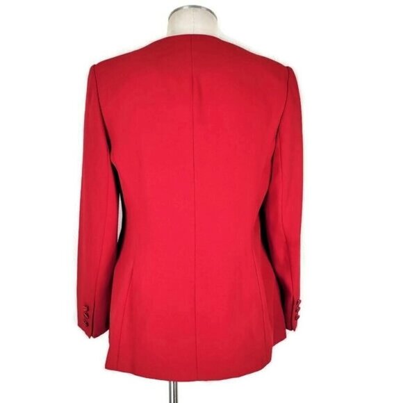 Emily Blazer Size 10 Beaded Embroidered Satin Button Loops Lined Christmas Red - Picture 4 of 14